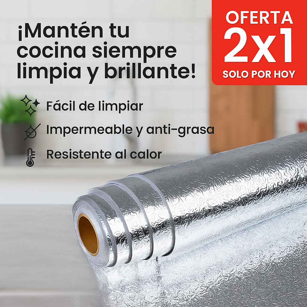 🧽✨ Papel Adhesivo de Cocina – ¡Protege, decora y olvídate de limpiar tanto!
