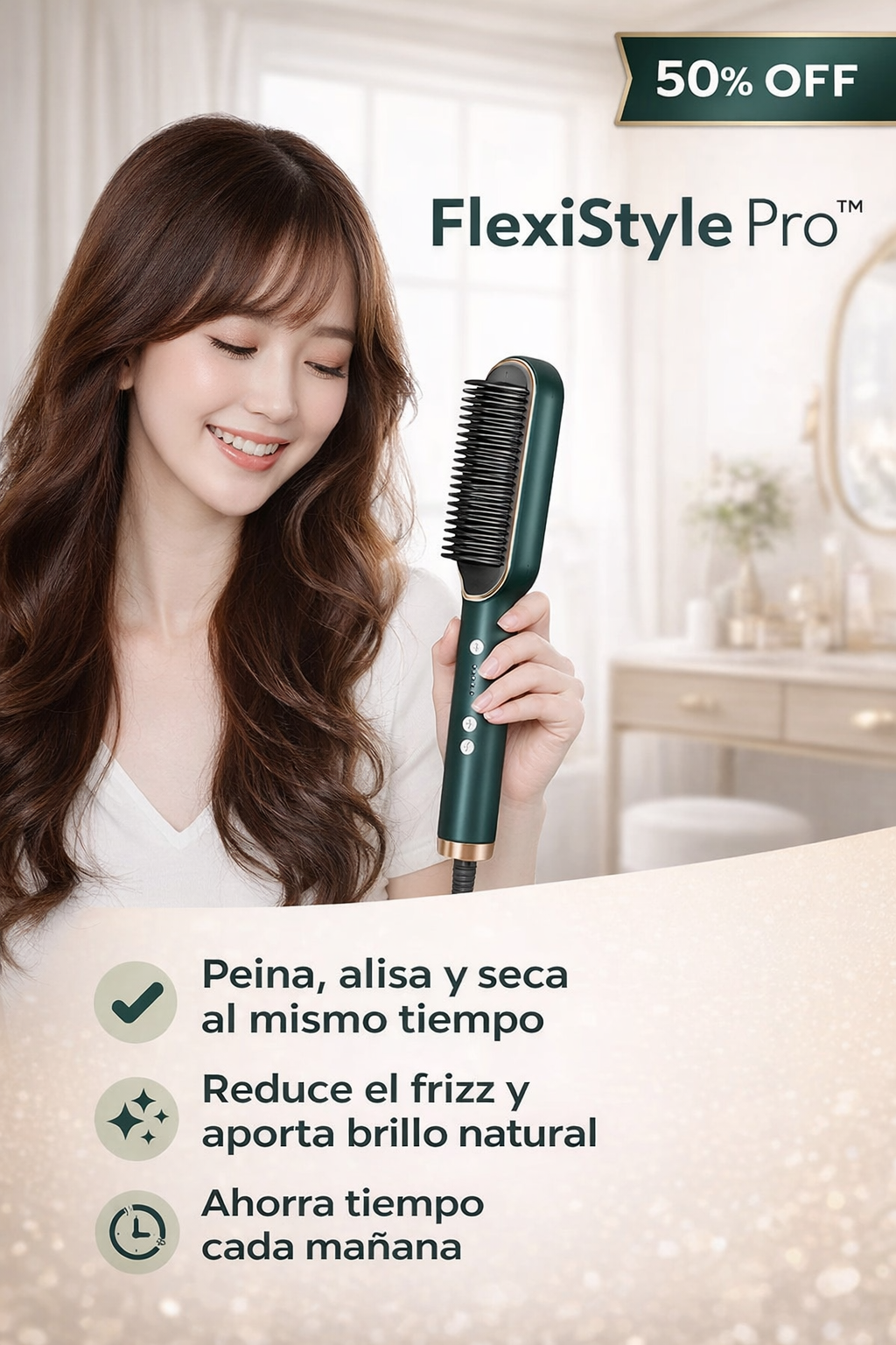 FlexiStyle Pro™ cepillo, alisador y secador Multifuncional 3 en 1