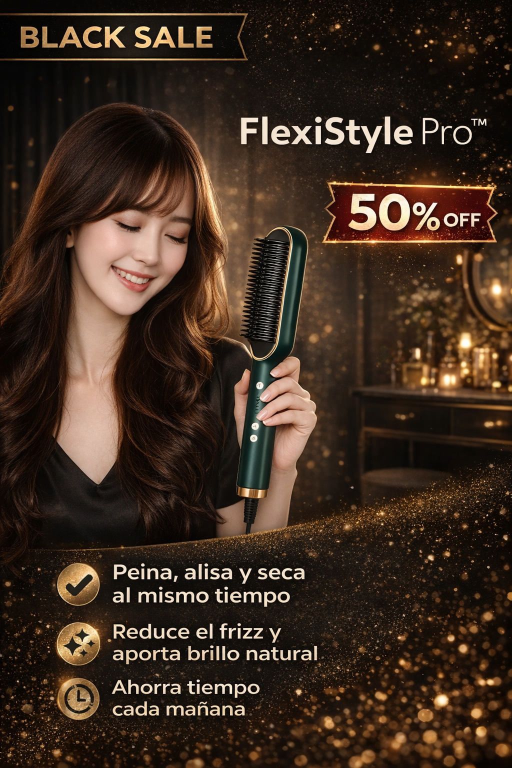 FlexiStyle Pro™ cepillo, alisador y secador Multifuncional 3 en 1