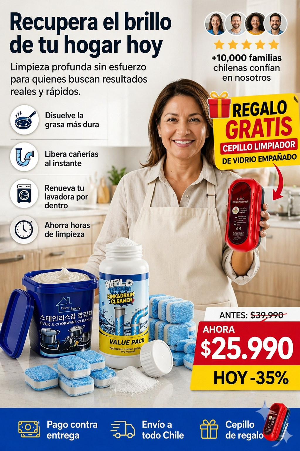 CleanMax 3 en 1™ – Limpieza Total en un–Solo Pack + Cepillo GRATIS