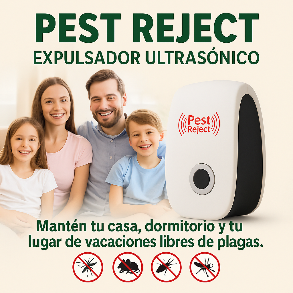 Pest Reject™ Expulsador ultrasónico de Plagas - Cubre 40 m²