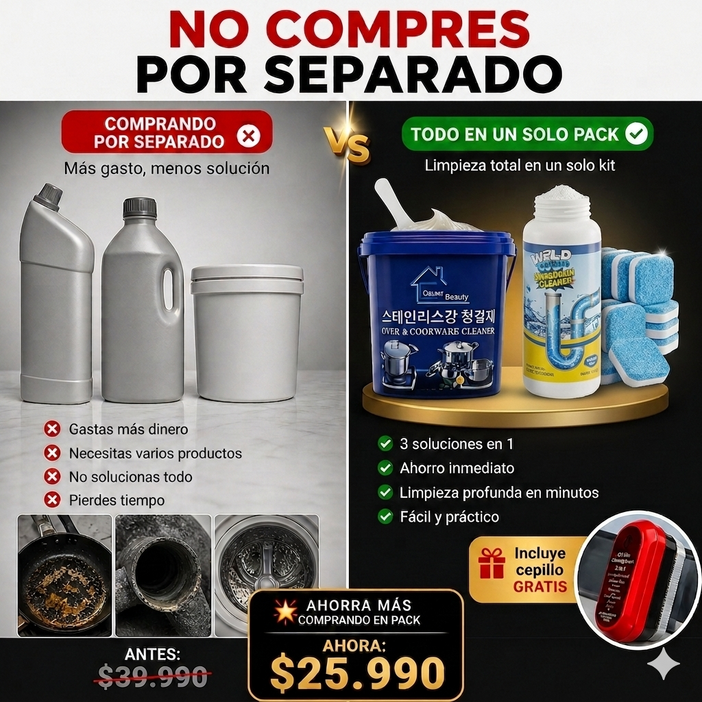 CleanMax 3 en 1™ – Limpieza Total en un–Solo Pack + Cepillo GRATIS