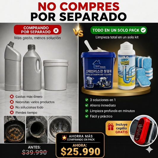 CleanMax 3 en 1™ – Limpieza Total en un–Solo Pack + Cepillo GRATIS